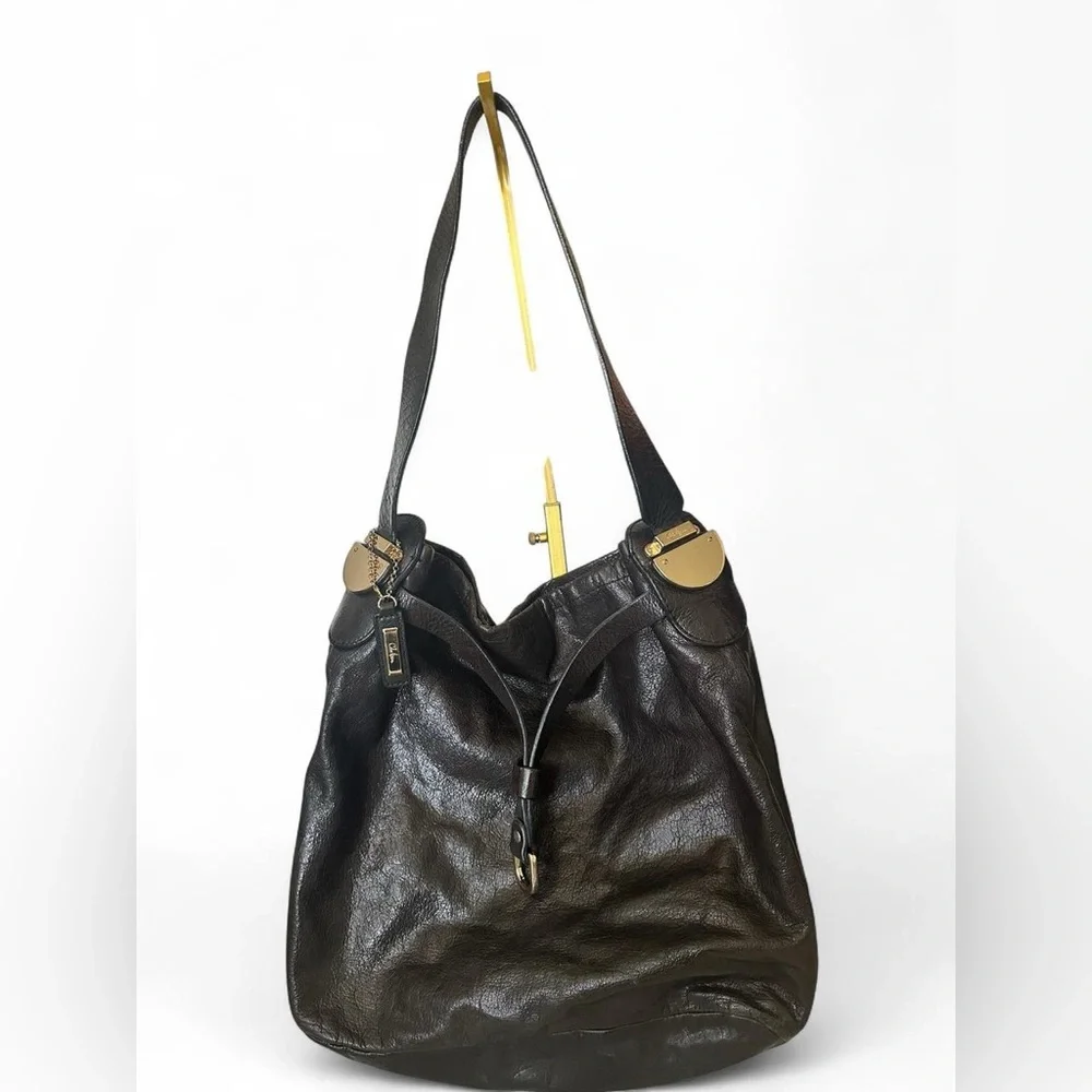 COLE HAAN BLACK LEATHER CITY CHIC HOBI BAG WITH Hang TAGS AND GOLD HARDWARE